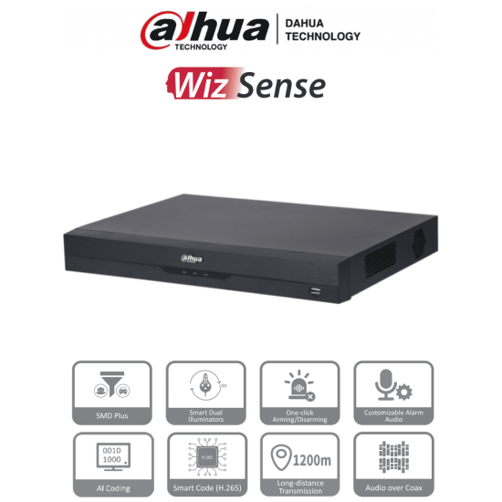 DVR 32 Canales Dahua XVR4232AN-I (V2.0) 1080P Lite/ Wizsense/ H.265+/ Codificacion IA/ 2 Bahias de Discos Duros/ Hasta 16 Canales IP/ Busqueda Inteligente