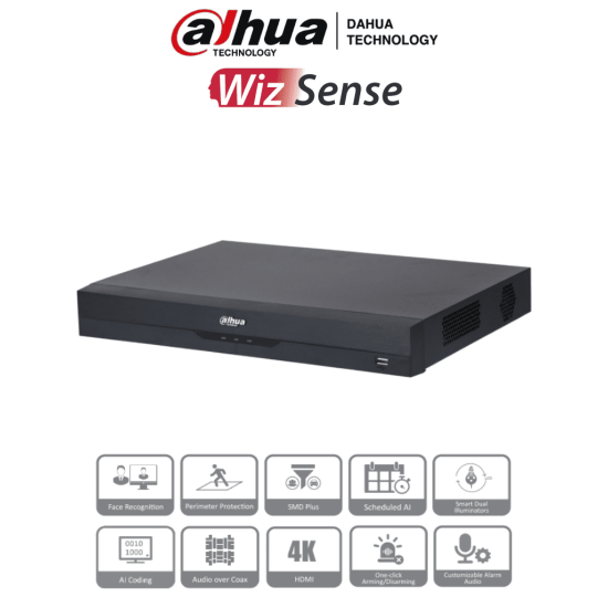 DVR 32 Canales Dahua XVR5232AN-I3 5MP Lite/ Wizsense/ H.265+/ 2 Bahias de Discos Duros/ 2CH Reconocimiento Facial/ SMD Plus/ Audio Bidireccional