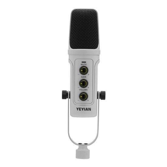 Kit Micrófono Streaming Agile NL Alámbrico Yeyian YSA-UCHQ-02 / Incluye Soporte De Brazo-Soporte U De Escritorio / Filtro / Abrazadera / Cable USB / 20000 Hz / Blanco
