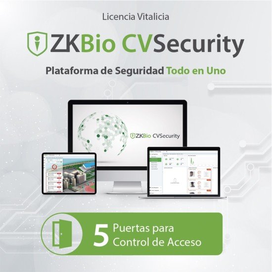 Licencia de Control de Acceso ZKTeco ZKCVACP5, Para ZKBio CVsecurity Permite Gestionar Hasta 5 Puertas