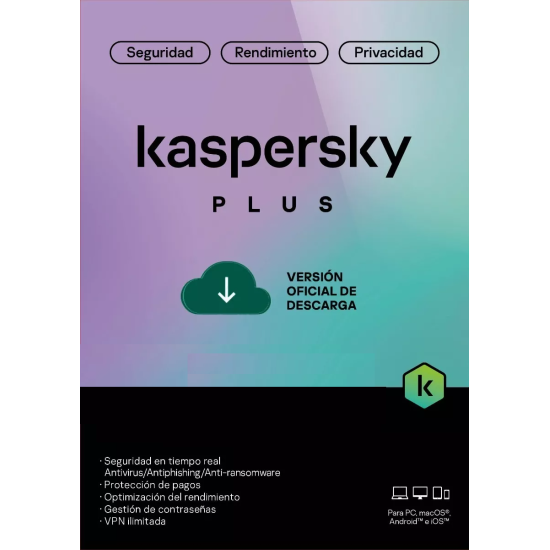 ESD Kaspersky Plus (Internet Security) / 1 Dispositivo / 1 Cuenta KPM / 2 Años / Base, KL1042ZDADS
