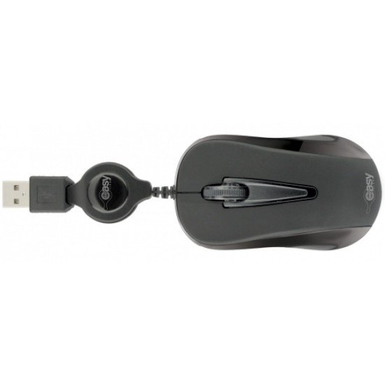 Mini mouse óptico retráctil EASY LINE EL-993346, alámbrico, USB, 1000DPI, negro