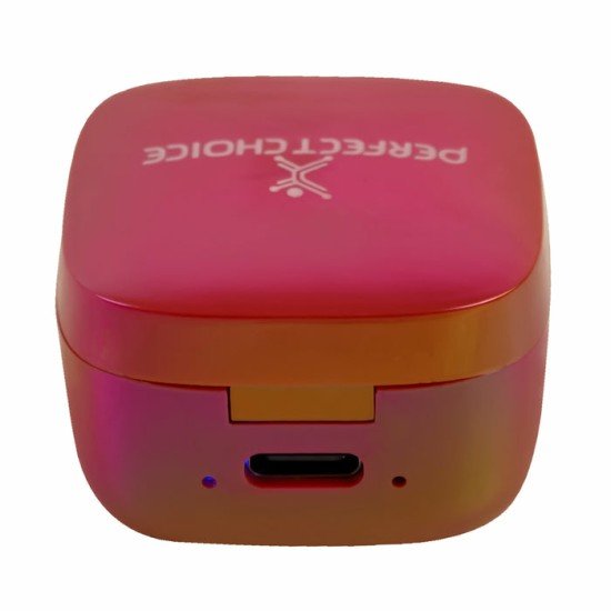 Audífonos intrauriculares inalámbricos TWS Perfect Choice PC-117247 Mini Pearl/USB-C/Bluetooth/color rojo.