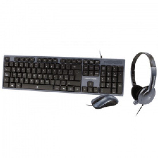 Kit teclado, mouse y diadema PERFECT CHOICE PC-201700, alámbrico, USB, negro, español