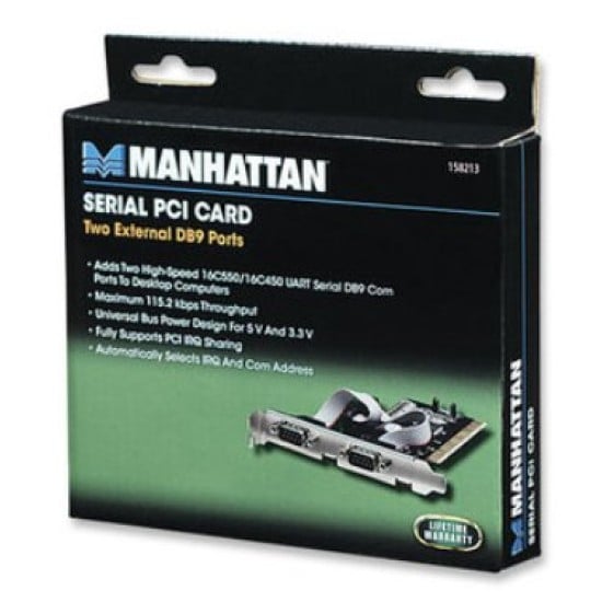 Tarjeta controladora PCI con 2 puertos Serial Manhattan 158213