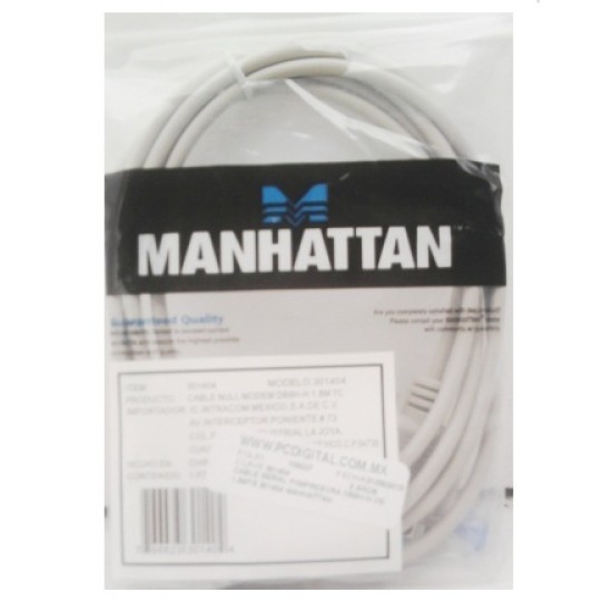 Cable Null modem DB9H a DB9H de 1.8m Manhattan 301404