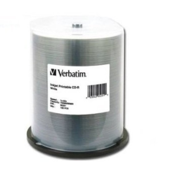 100 piezas CD-R Verbatim imprimible 52X 700MB 95252