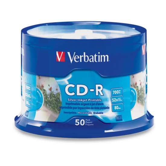 50 piezas CD-R Verbatim 700MB/52X/80min imprimibles 95005