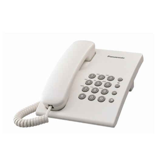 Teléfono Panasonic KX-TS500MEW unilinea básico, sin memoria, color blanco
