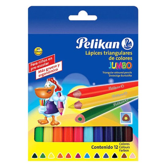 Caja con 12 lápices de colores triangular Pelikan jumbo