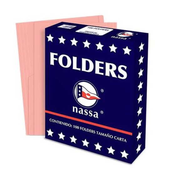 Caja c/100 piezas de folder Nassa tamaño oficio color rosa