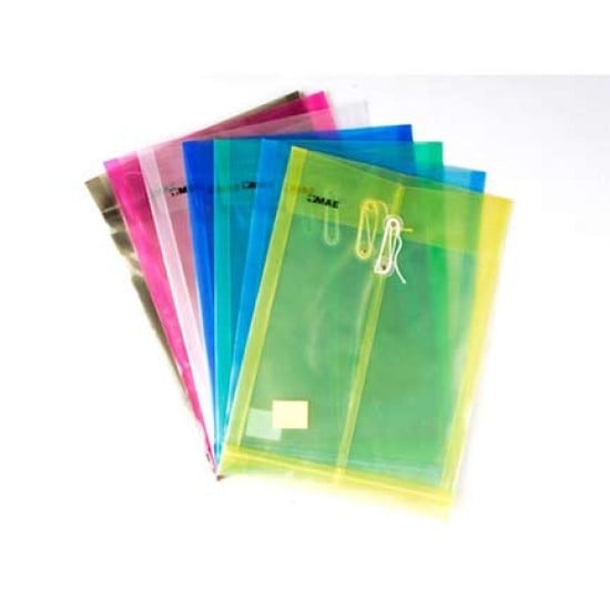 Caja c/12 sobres bolsa de platico oficio colores surtidos