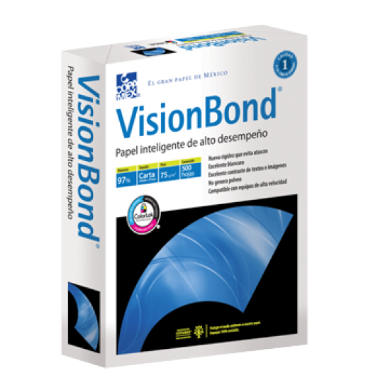 Paquete de 500 hojas para copiadora Vision Bond 75G carta