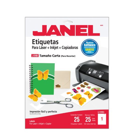 Paquete de etiquetas Janel 108 carta laser J5165 c/25hojas