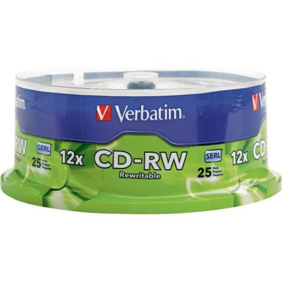 25 piezas de CD-RW Verbatim 95155, 700MB/12X en torre