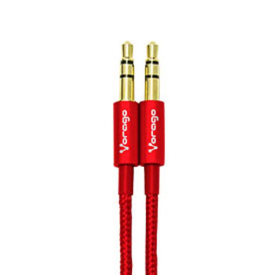 Cable de audio auxiliar 3.5mm, rojo metálico Vorago CAB-115