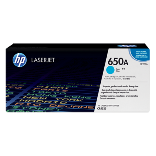 Tóner HP 650A color cyan para laserjet, CE271A