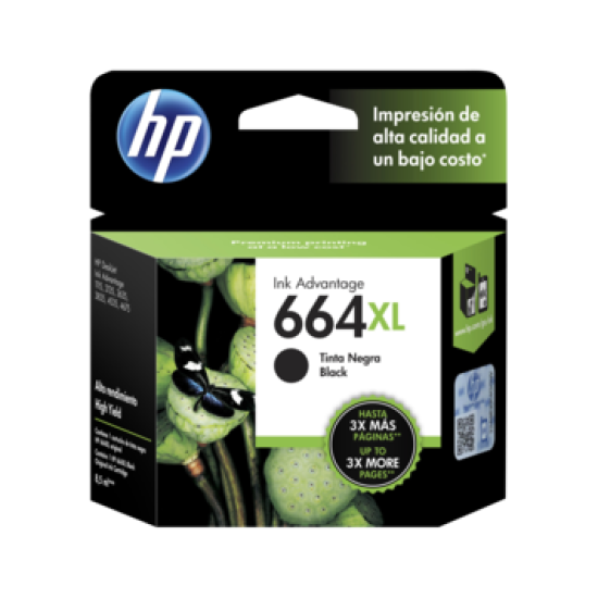 Cartucho de tinta HP 664XL negro, alto rendimiento, F6V31AL