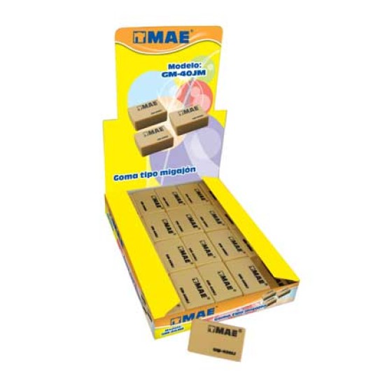 Caja c/40 piezas de goma MAE café tipo migajón, GM-40MJ