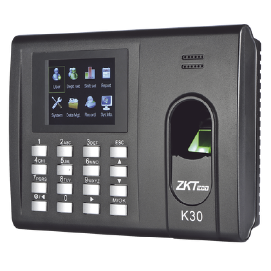 Checador de Huella y Tarjetas para Tiempo y Asistencia con Batería de Respaldo ZKTECO K-30 / Reportes directo a Excel por USB (Función SSR) / Salida de relevador para cerradura