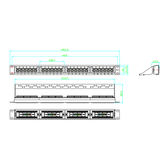 Patch panel de 24 puertos Cat6 Linkedpro LP-PP-607 de 19", 1U con organizador de cable