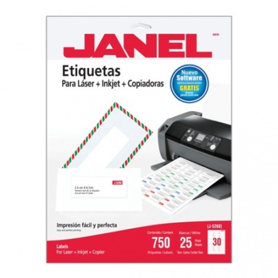 Etiqueta Janel Laser J-5260 25X67mm con 750, 1085260101
