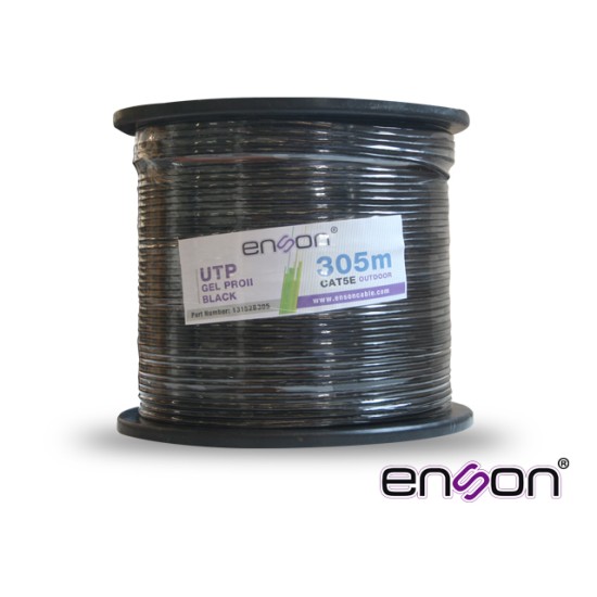 Bobina de cable UTP Cat5E Enson negro PRO-II con gel exterior 30m, 13152B305