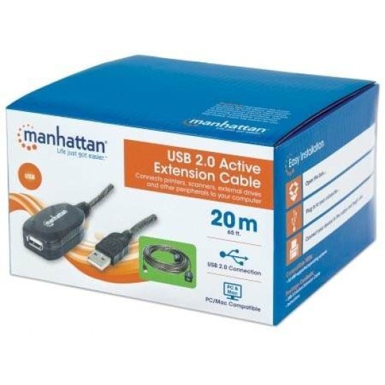 Cable USB extensión activa Manhattan 20m, 150958