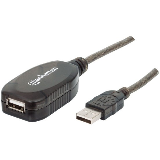 Cable Extensión USB activa, 10metros Manhattan V2.0, 151573