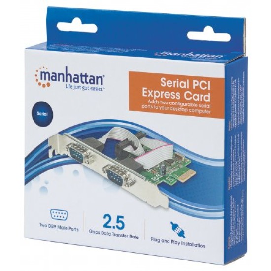 Tarjeta Serial Manhattan PCI Express 2 puertos, 152082