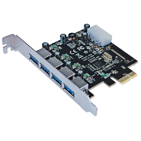 Adaptador USB Manhattan PCI Express 2.0 tarjeta enchufable 4 total USB port(s) 4USB 3.0 port(s) Linux, PC, 152891