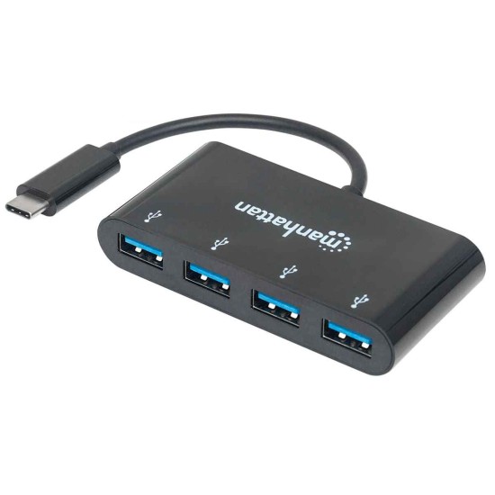 Hub USB C 3.0 Macho – 4 X USB A 3.0 Hembra Manhattan 162746 5000 MBIT/S Negro