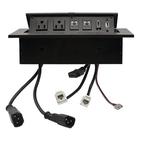 Caja Horizontal Para Escritorio Brobotix con Conector HDMI/ USB/ RJ45 CAT6/ Nema 5-15-P -12V, 170906 Negra