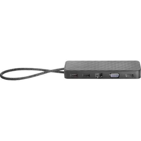 Mini Docking Station HP USB C, USB2.0, HDMI / VGA / RJ45, negro, 1PM64AA