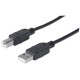 Cable USB tipo B Manhattan 333382 de 3 metros color negro