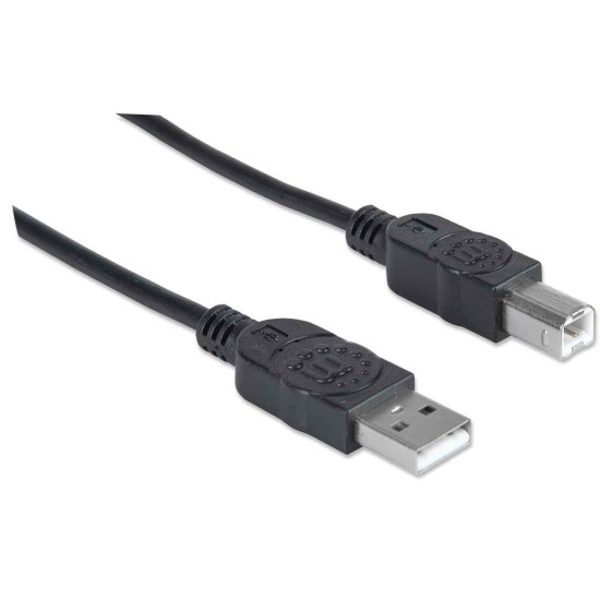 Cable USB tipo B Manhattan 333382 de 3 metros color negro