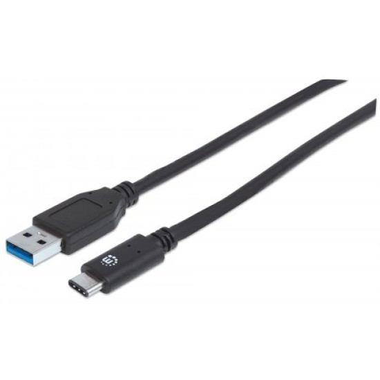 Cable USB Manhattan a macho-tipo C macho, 1m negro, 353373