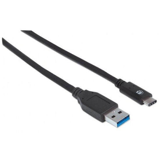 Cable USB Manhattan a macho-tipo C macho, 1m negro, 353373