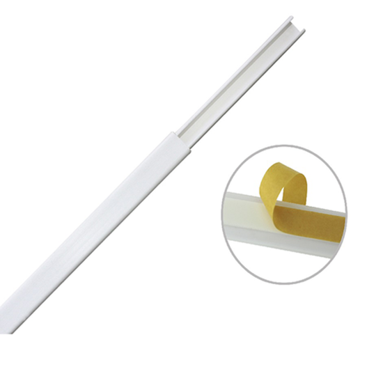 Canaleta de PVC auto extinguible color blanco Thorsman de una via 12x8mm tramo 1.82m c/cinta adhesiva, 5000-21252