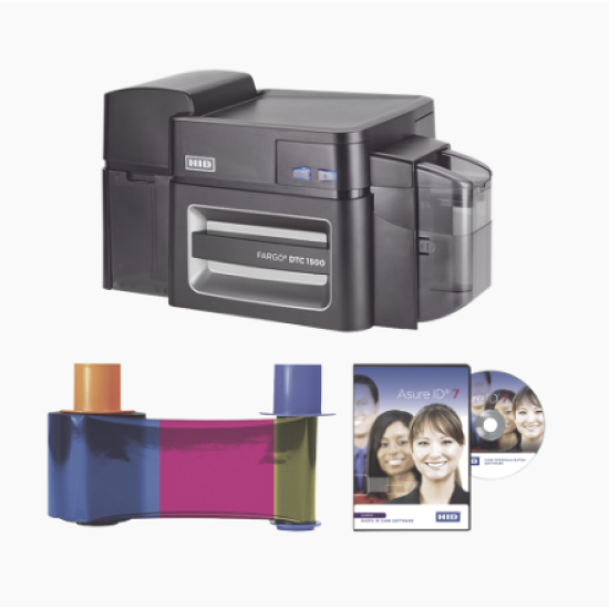 Kit de impresora profesional de una cara HID DTC1500 incluye ribbon y software, 50615