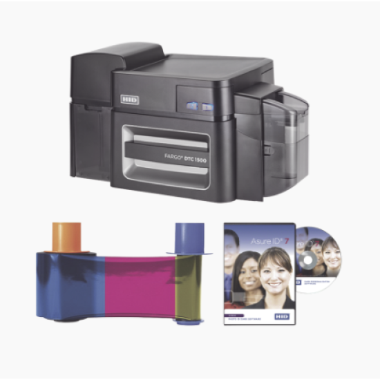 Kit de impresora profesional de doble cara HID DTC1500 incluye ribbon y software, 50616