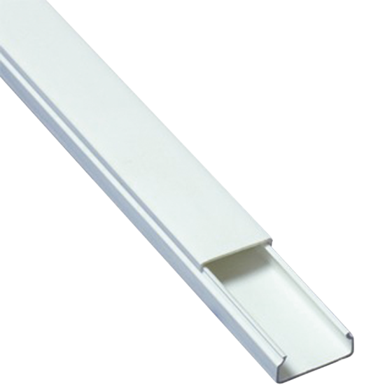 Canaleta blanca de PVC auto extinguible THORSMAN sin división, 20x10mm, tramo de 6 pies, con cinta adhesiva (5101-21262), TMK-1020-SD-CC