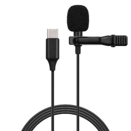Micrófono de solapa Brobotix 651381,conector USB tipo C,negro