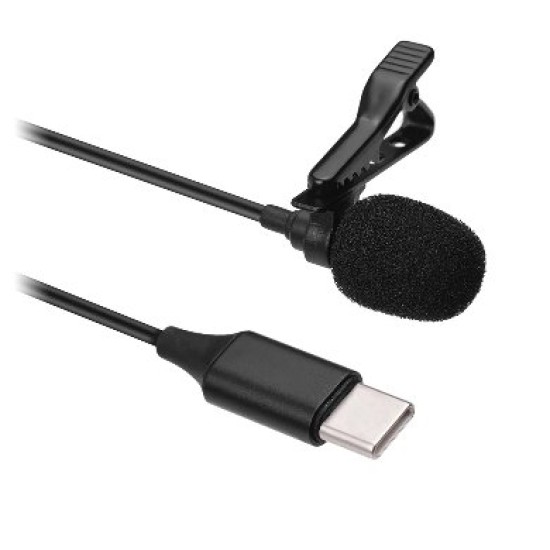 Micrófono de solapa Brobotix 651381,conector USB tipo C,negro