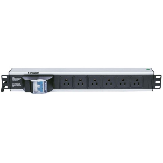 Barra PDU Intellinet 713948, 6 salidas doble/ interruptor neumatico/ montaje rack
