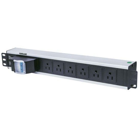 Barra PDU Intellinet 713948, 6 salidas doble/ interruptor neumatico/ montaje rack