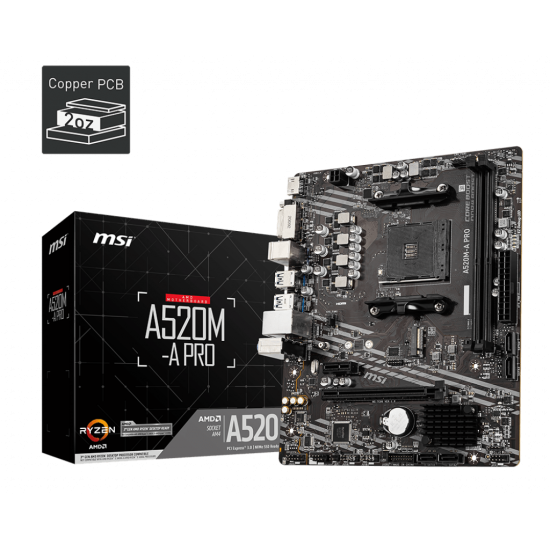 Tarjeta Madre MSI A520M-A Pro Socket AM4/ Micro ATX/ 2XDDR4/ HDMI/ DVI-D
