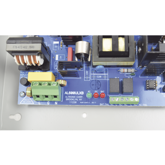 Fuente de poder Altronix AL-600-ULX de 12/24 VCD, 6 amper, capacidad de respaldo, 1 salida, voltaje de entrada 115 VCA
