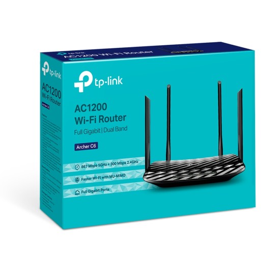 Router Wi-Fi TP-Link Archer C6 Doble Banda Gigabit AC1200