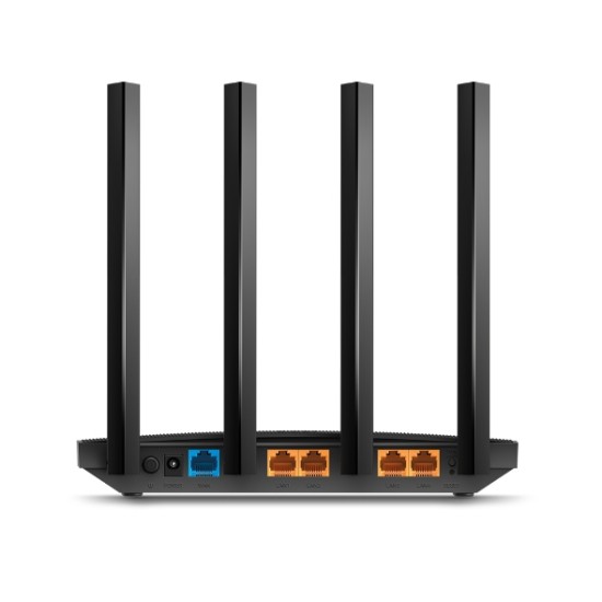 Router inalambrico TP-Link Archer C80 , AC1900 banda dual, 4 puertos lan 1 wan gigabit, 4 antenas externas fijas, mimo 3x3, beamforming